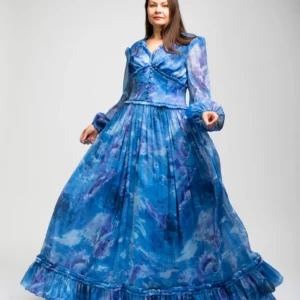 ŠIFONINĖ MĖLYNA SUKNELĖ